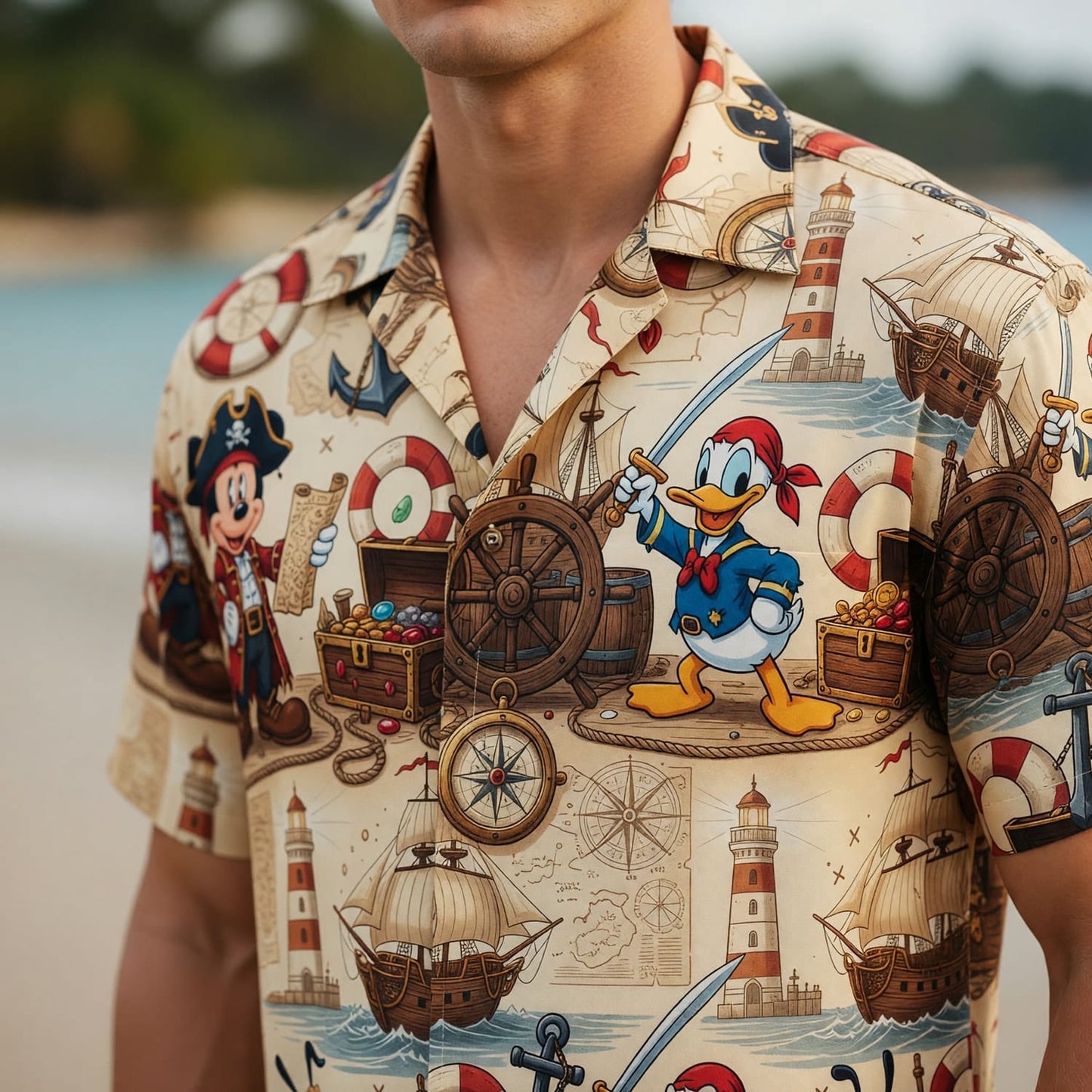 Pirate Hawaiian Shirt - Mouse Duck Pup Adventure