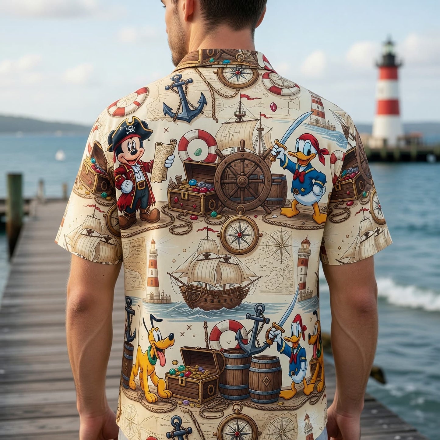 Pirate Hawaiian Shirt - Mouse Duck Pup Adventure