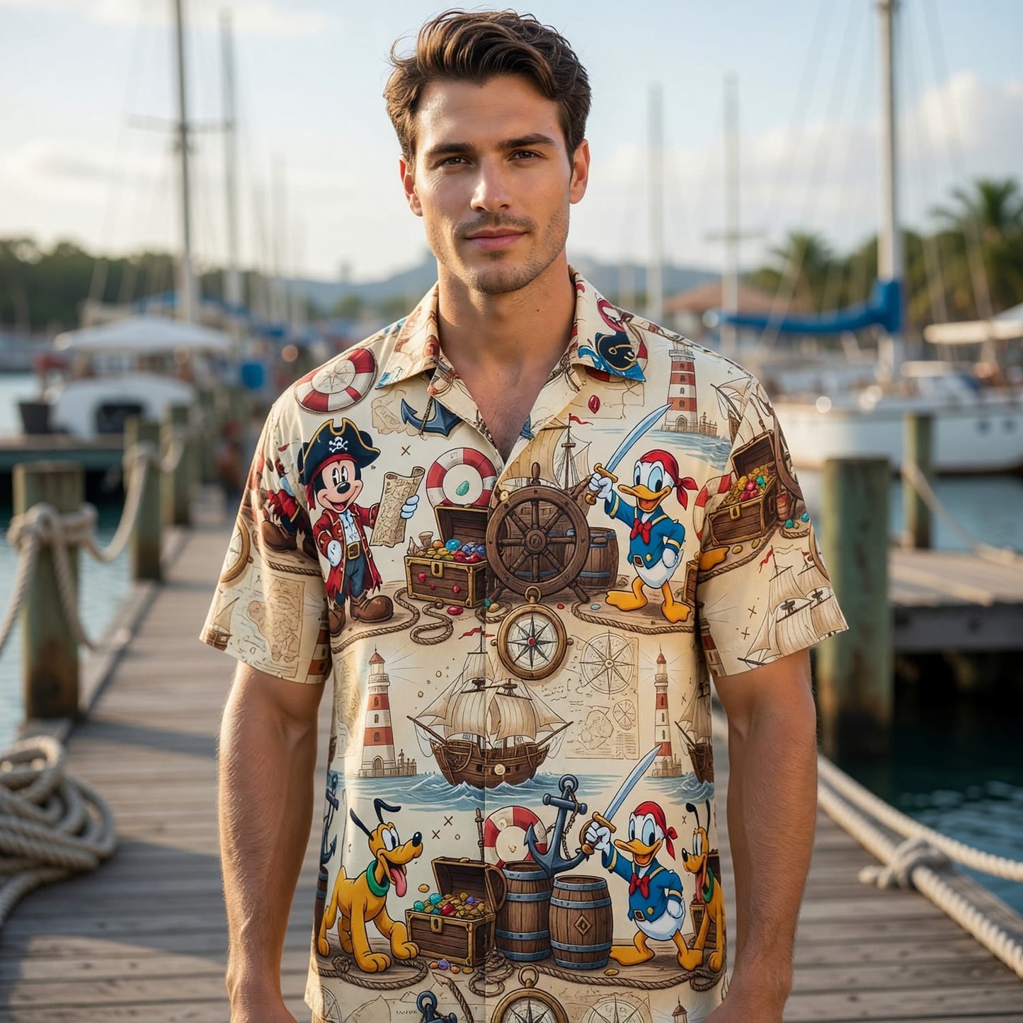 Pirate Hawaiian Shirt - Mouse Duck Pup Adventure