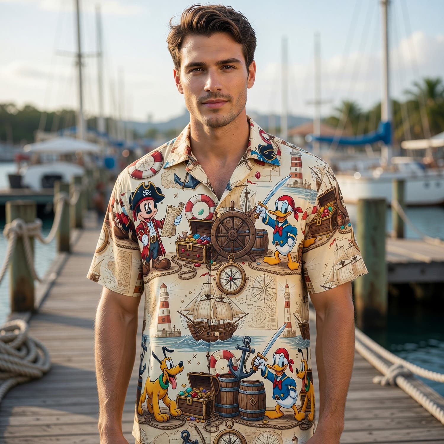 Pirate Hawaiian Shirt - Mouse Duck Pup Adventure