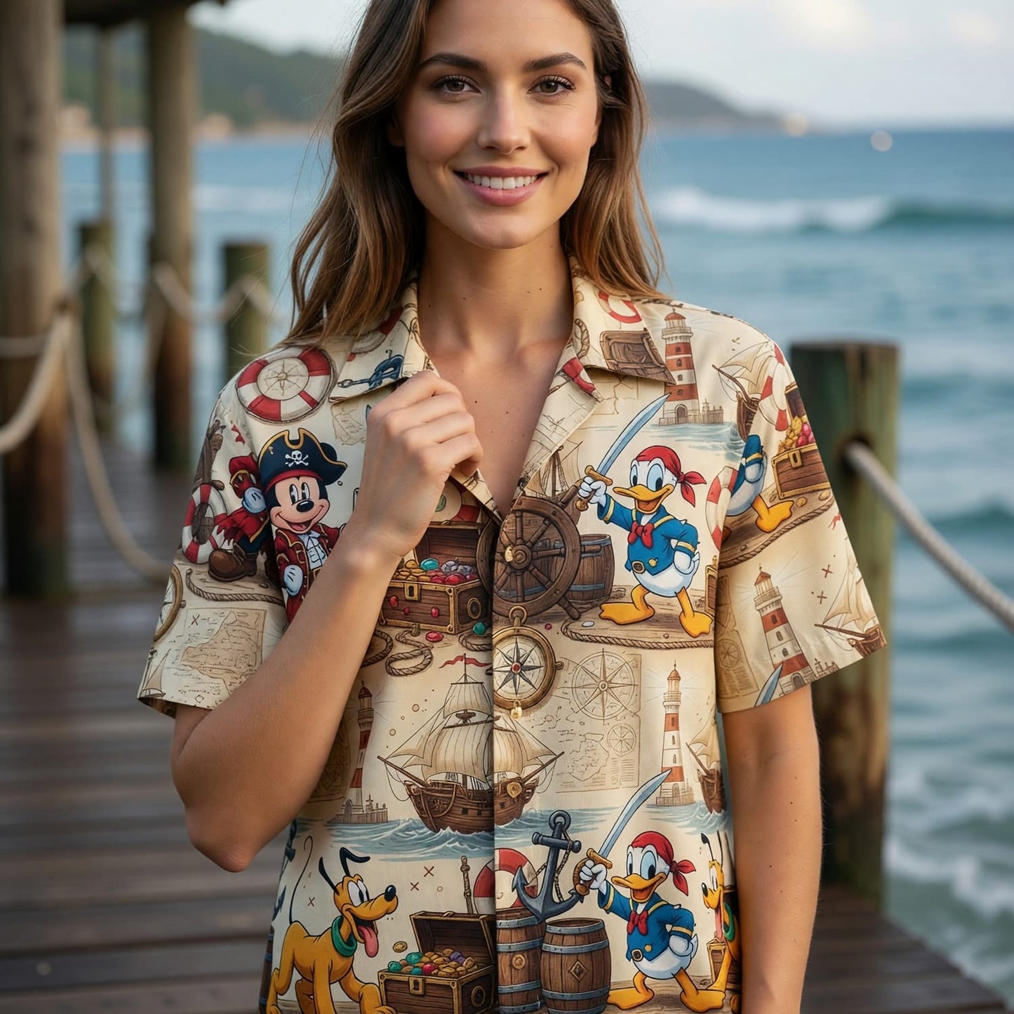 Pirate Hawaiian Shirt - Mouse Duck Pup Adventure