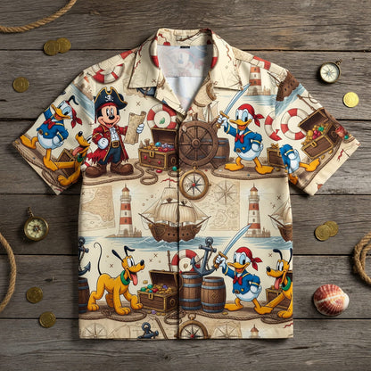 Pirate Hawaiian Shirt - Mouse Duck Pup Adventure