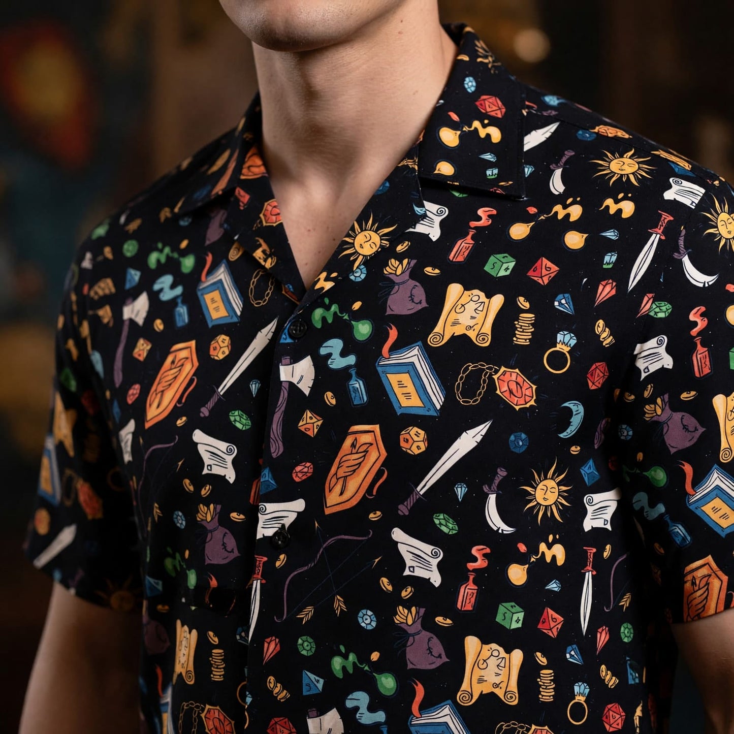 Fantasy Dungeon Hawaiian Shirt - Fantasy RPG Tabletop Gaming Apparel