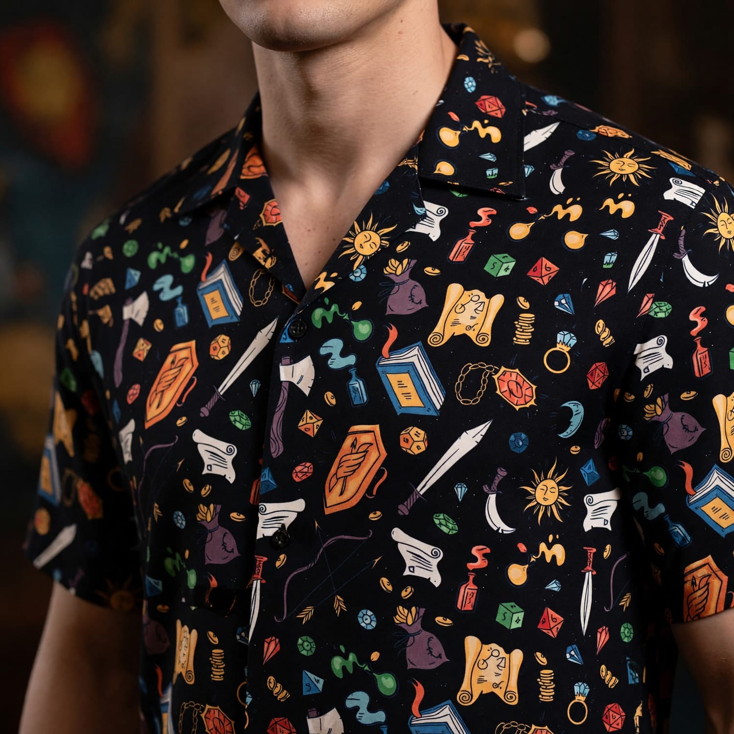 Fantasy Dungeon Hawaiian Shirt - Fantasy RPG Tabletop Gaming Apparel