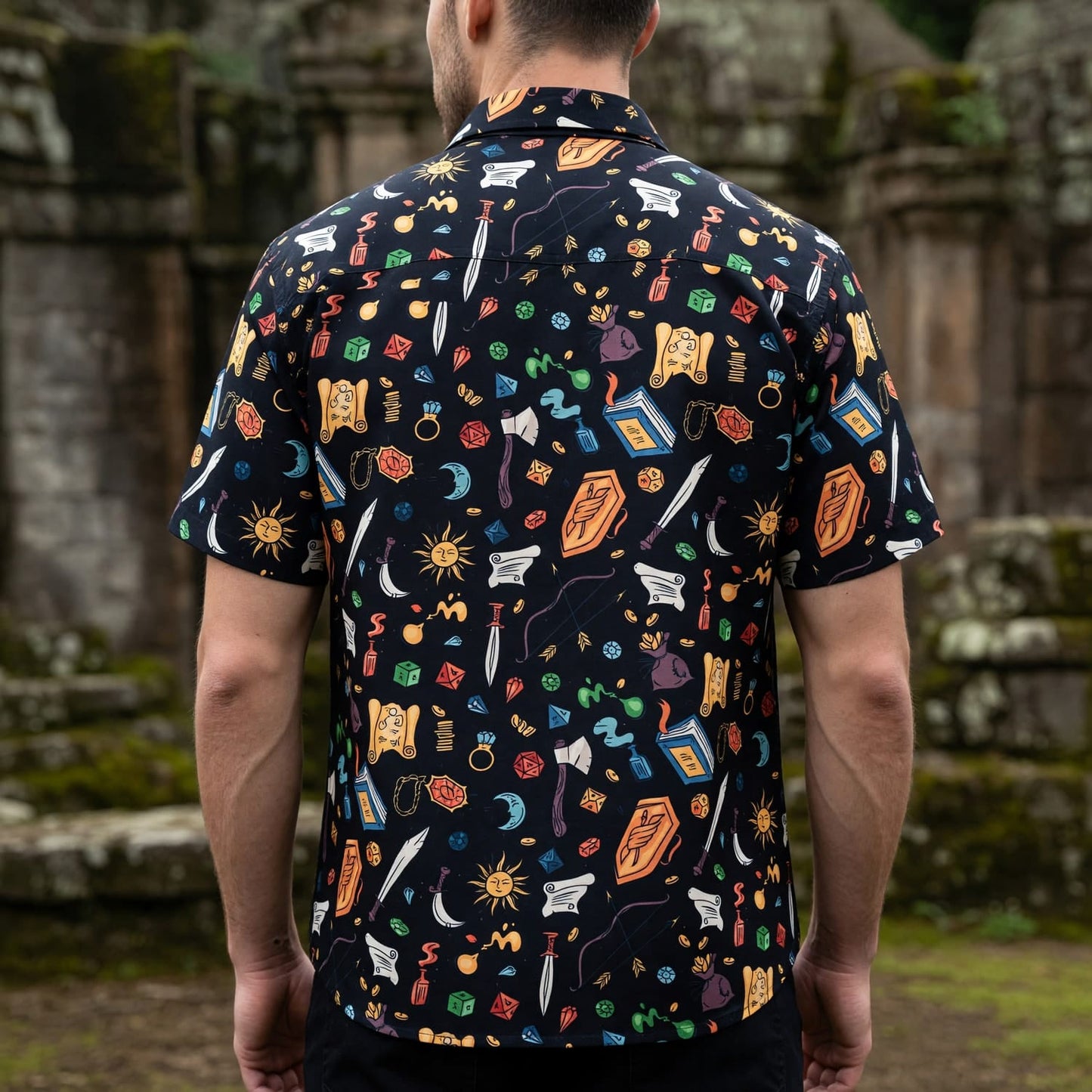 Fantasy Dungeon Hawaiian Shirt - Fantasy RPG Tabletop Gaming Apparel