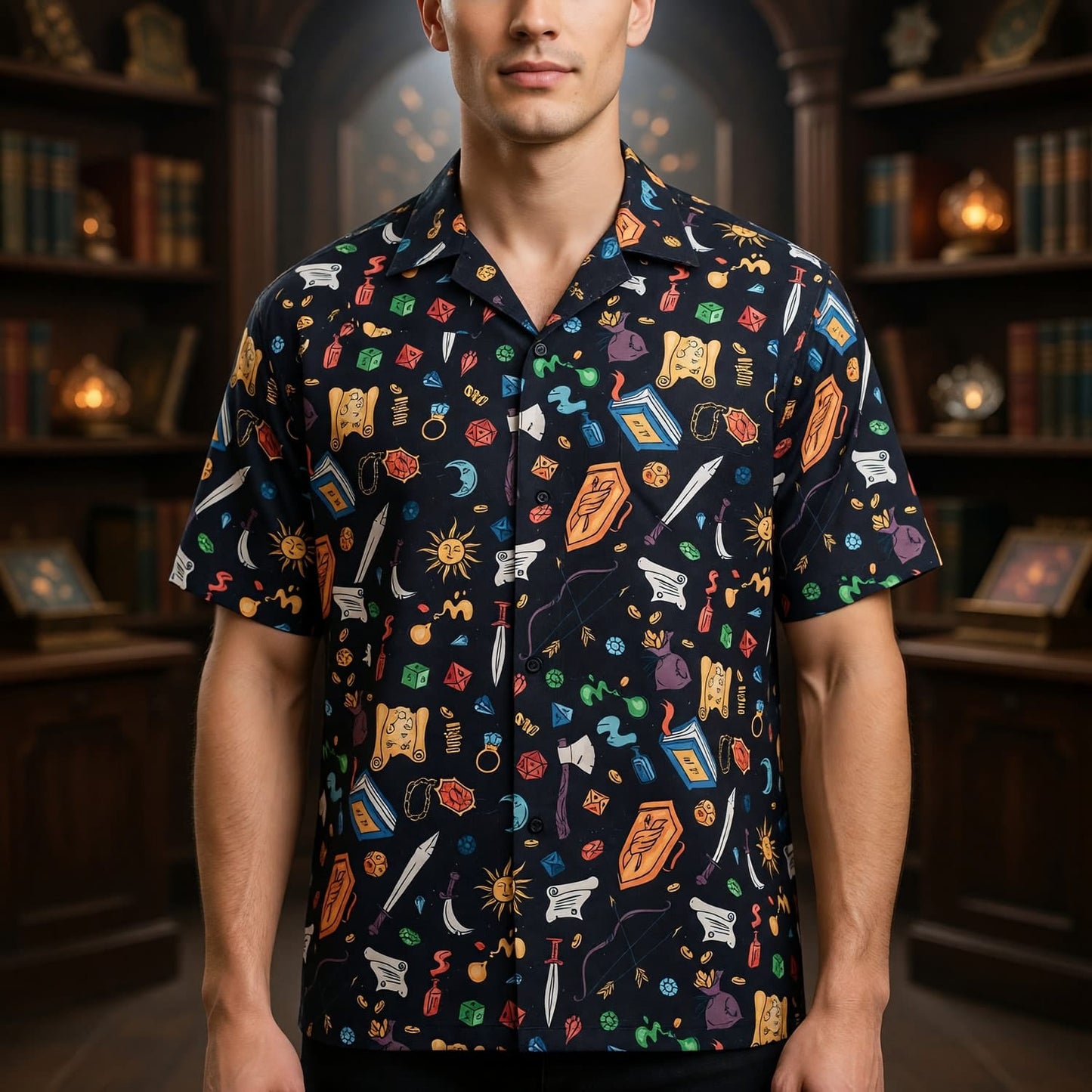 Fantasy Dungeon Hawaiian Shirt - Fantasy RPG Tabletop Gaming Apparel