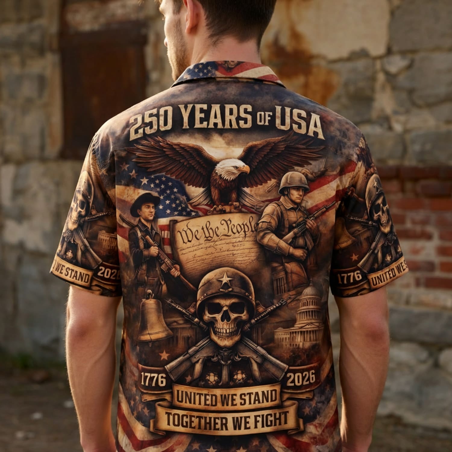 USA 250th Anniversary Veteran Hawaiian Shirt - Personalized United We Stand Patriotic - HWJOYCHU6