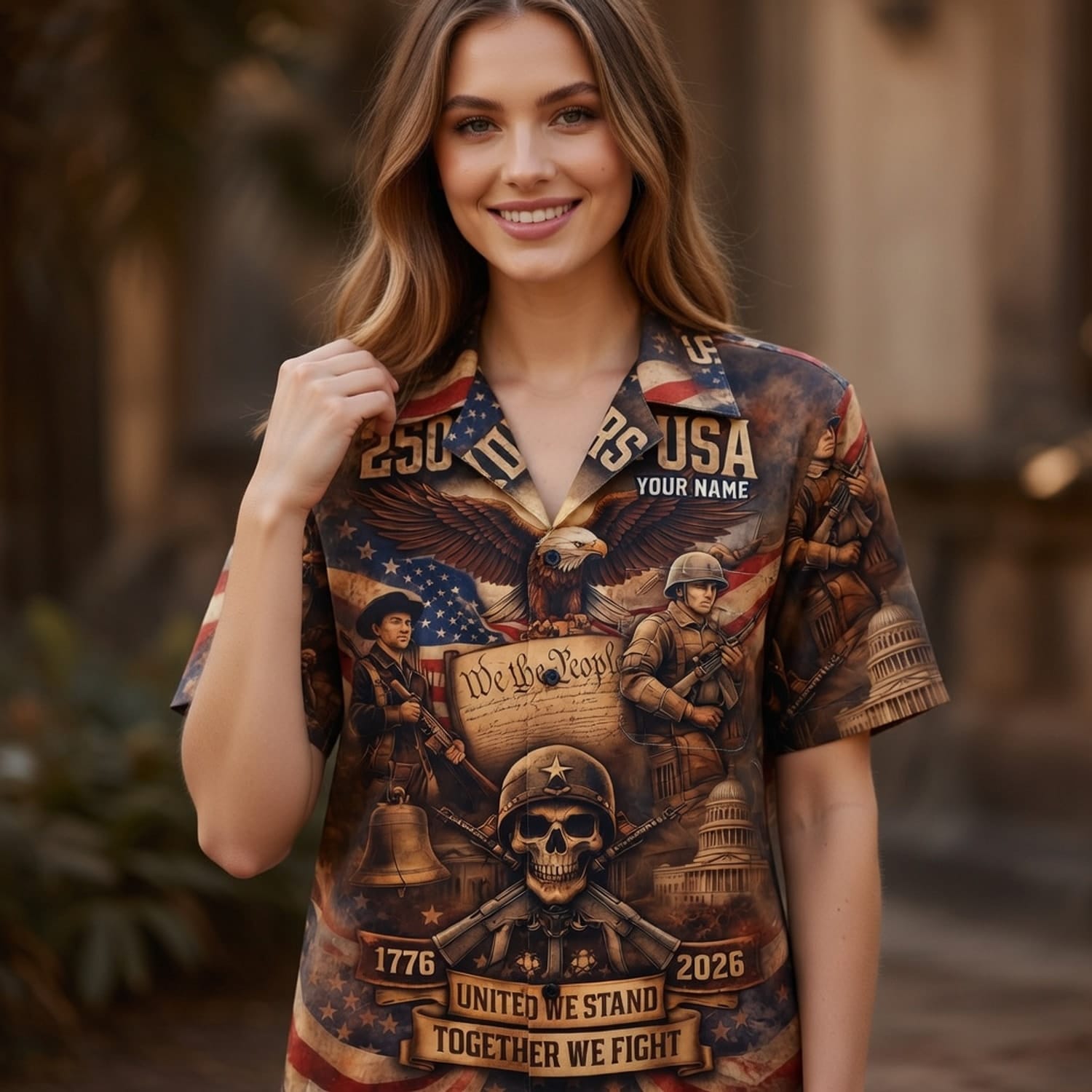 USA 250th Anniversary Veteran Hawaiian Shirt - Personalized United We Stand Patriotic - HWJOYCHU6