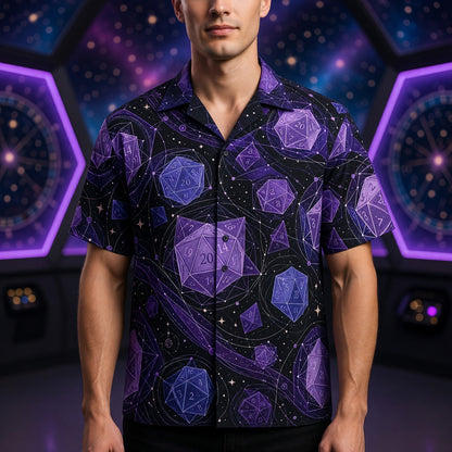 Cosmic Dice Hawaiian Shirt - Galaxy Space RPG Apparel