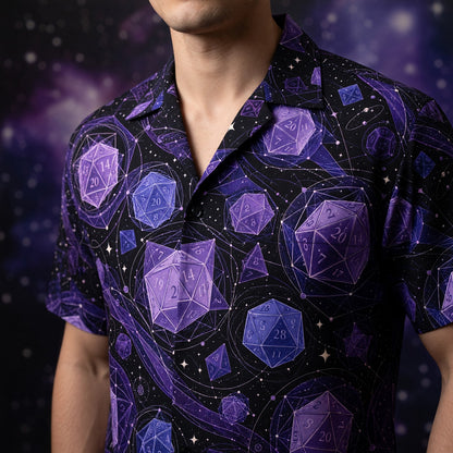 Cosmic Dice Hawaiian Shirt - Galaxy Space RPG Apparel