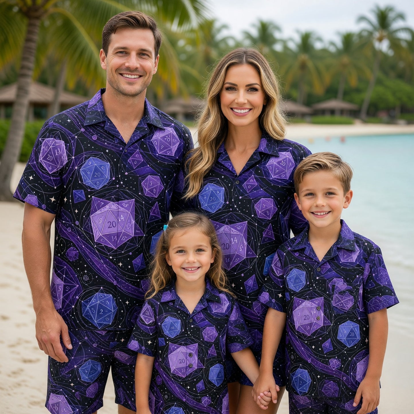 Cosmic Dice Hawaiian Shirt - Galaxy Space RPG Apparel
