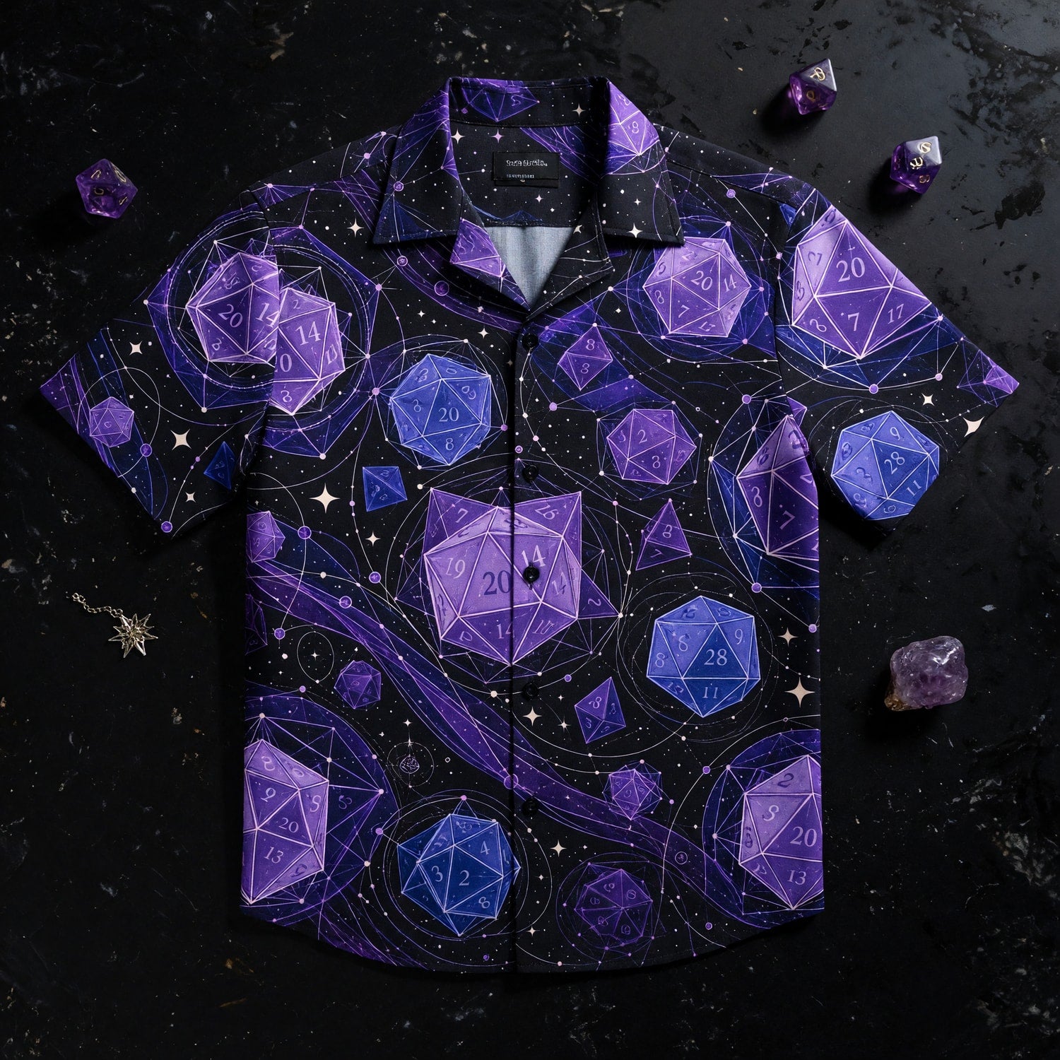 Cosmic Dice Hawaiian Shirt - Galaxy Space RPG Apparel