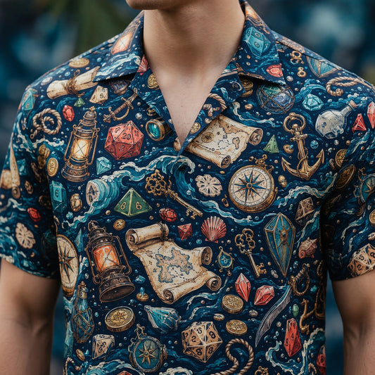 Pirate Adventure Hawaiian Shirt - Fantasy RPG Nautical Apparel