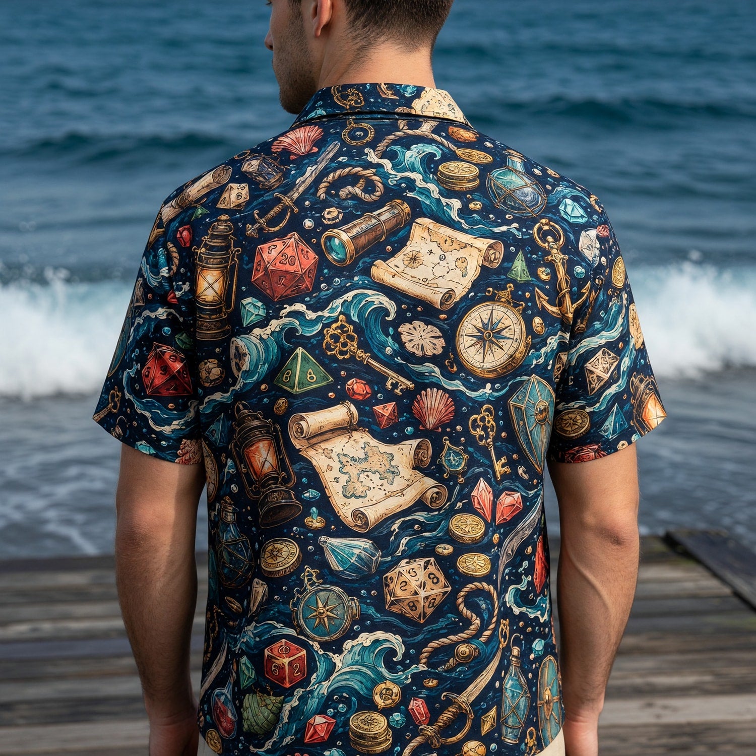 Pirate Adventure Hawaiian Shirt - Fantasy RPG Nautical Apparel