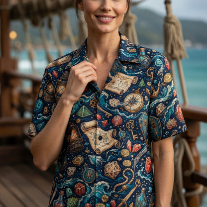 Pirate Adventure Hawaiian Shirt - Fantasy RPG Nautical Apparel