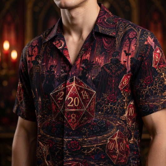 Vampire D20 Dice Hawaiian Shirt - Gothic RPG Masquerade