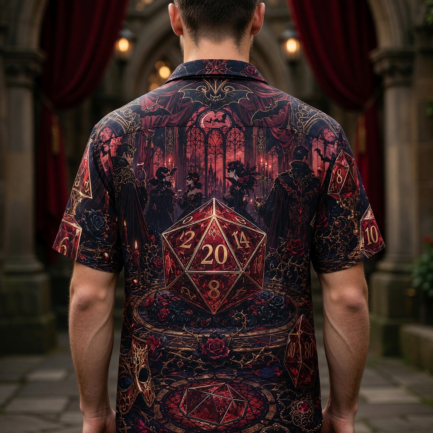 Vampire D20 Dice Hawaiian Shirt - Gothic RPG Masquerade