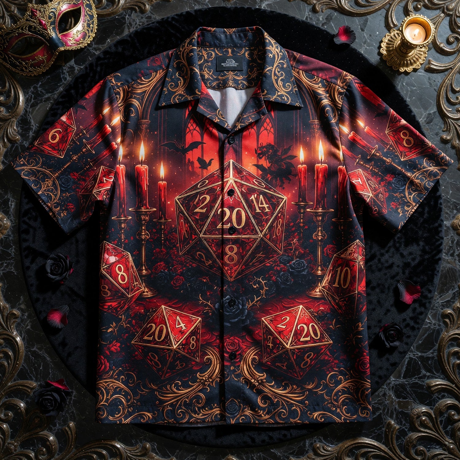 Vampire D20 Dice Hawaiian Shirt - Gothic RPG Masquerade