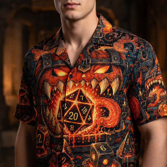 Halloween Dice Hawaiian Shirt - Spooky RPG Gaming Apparel