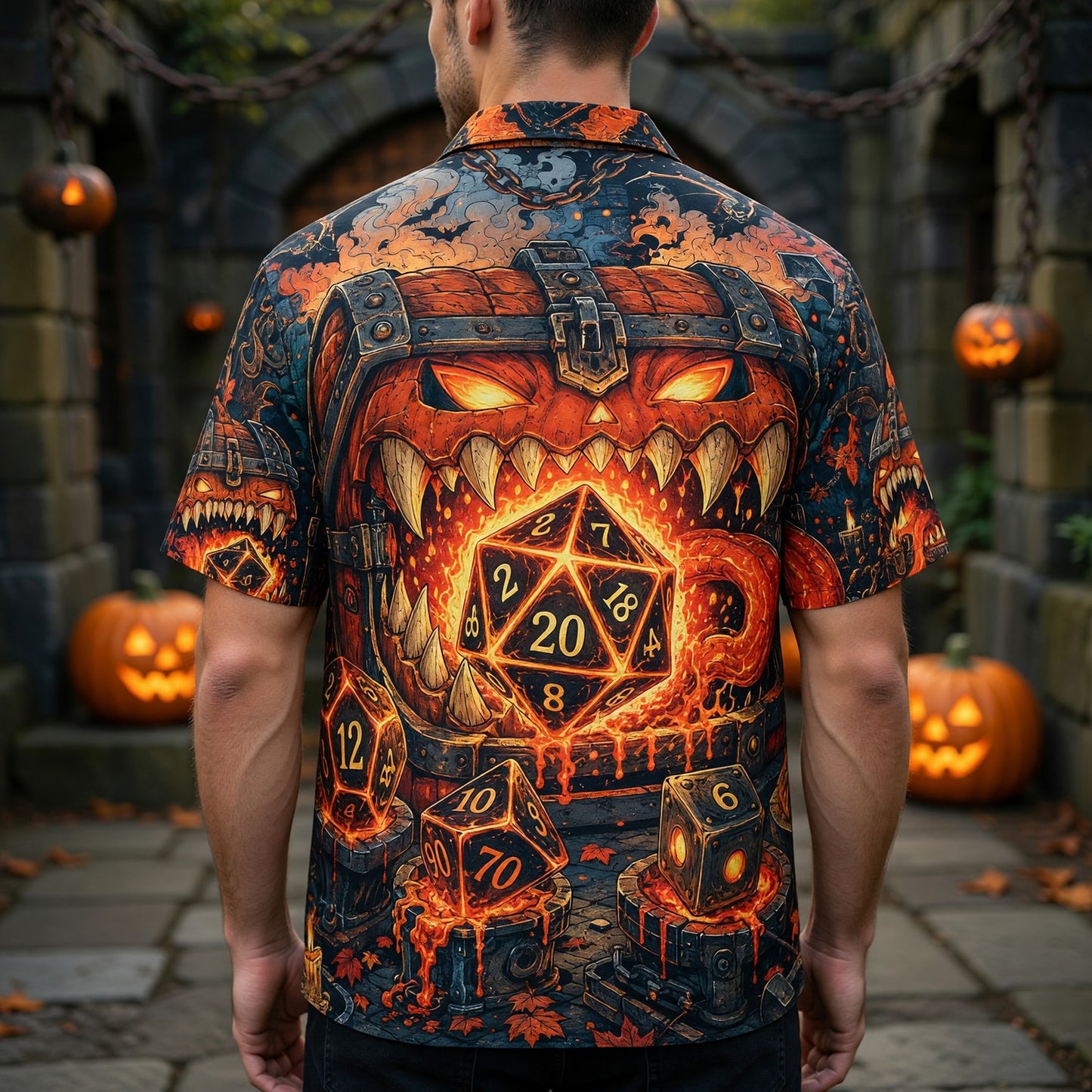 Halloween Dice Hawaiian Shirt - Spooky RPG Gaming Apparel