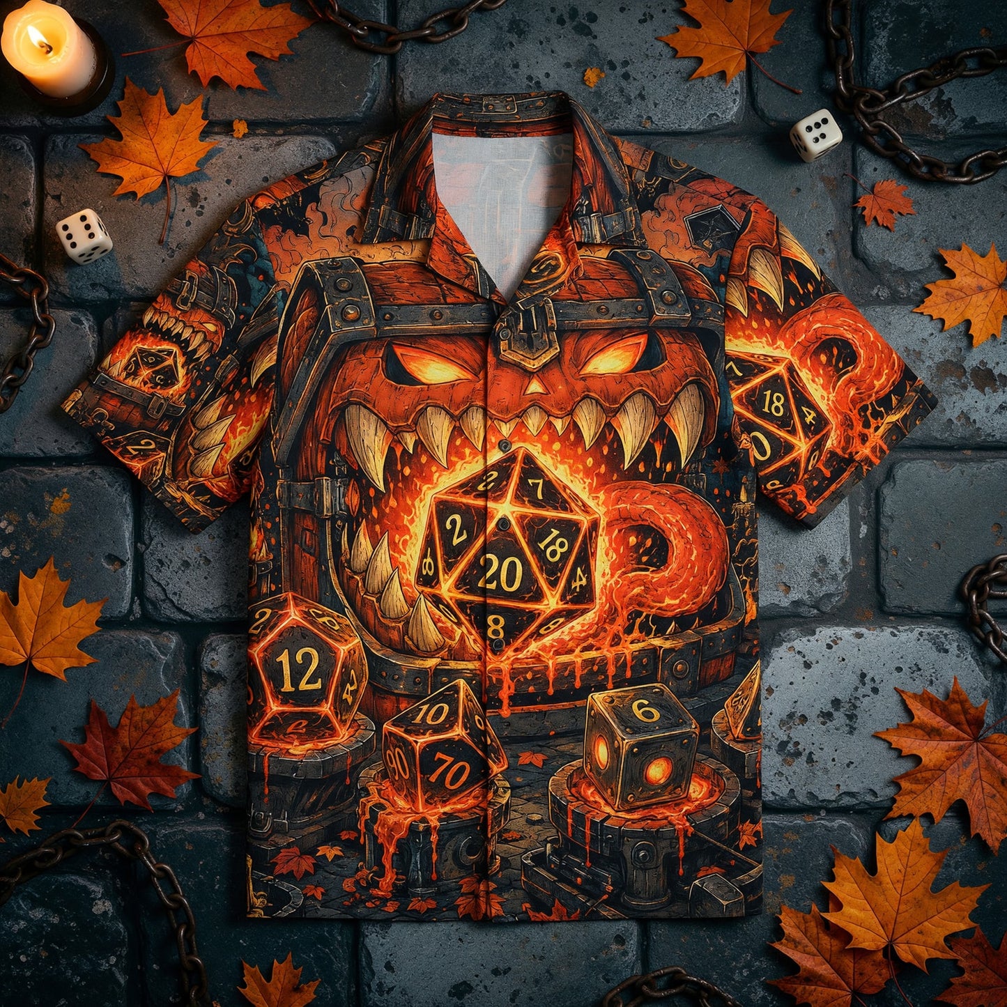 Halloween Dice Hawaiian Shirt - Spooky RPG Gaming Apparel