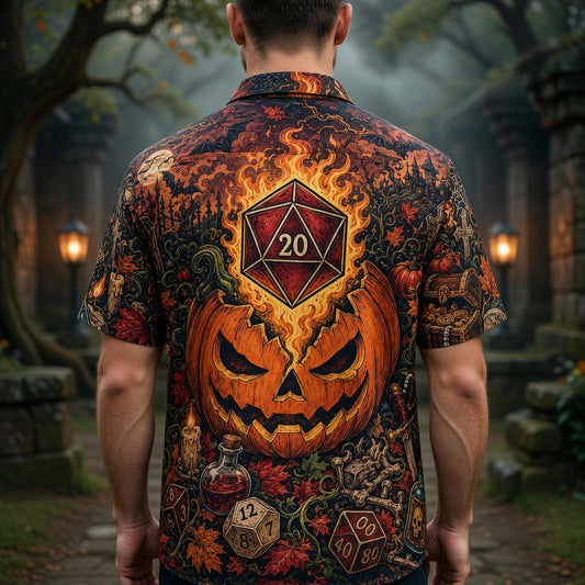 Halloween Hawaiian Shirt - Spooky D20 Dice RPG Apparel