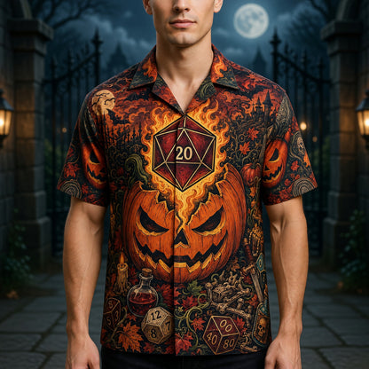 Halloween Hawaiian Shirt - Spooky D20 Dice RPG Apparel