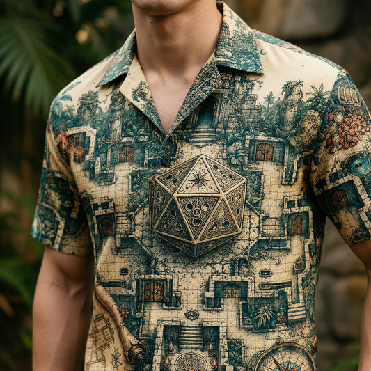 Ancient Temple Dice Hawaiian Shirt - Fantasy RPG Adventure