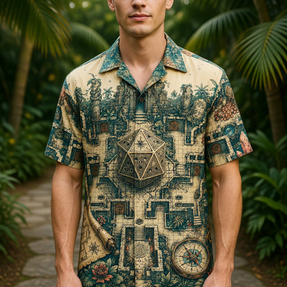 Ancient Temple Dice Hawaiian Shirt - Fantasy RPG Adventure