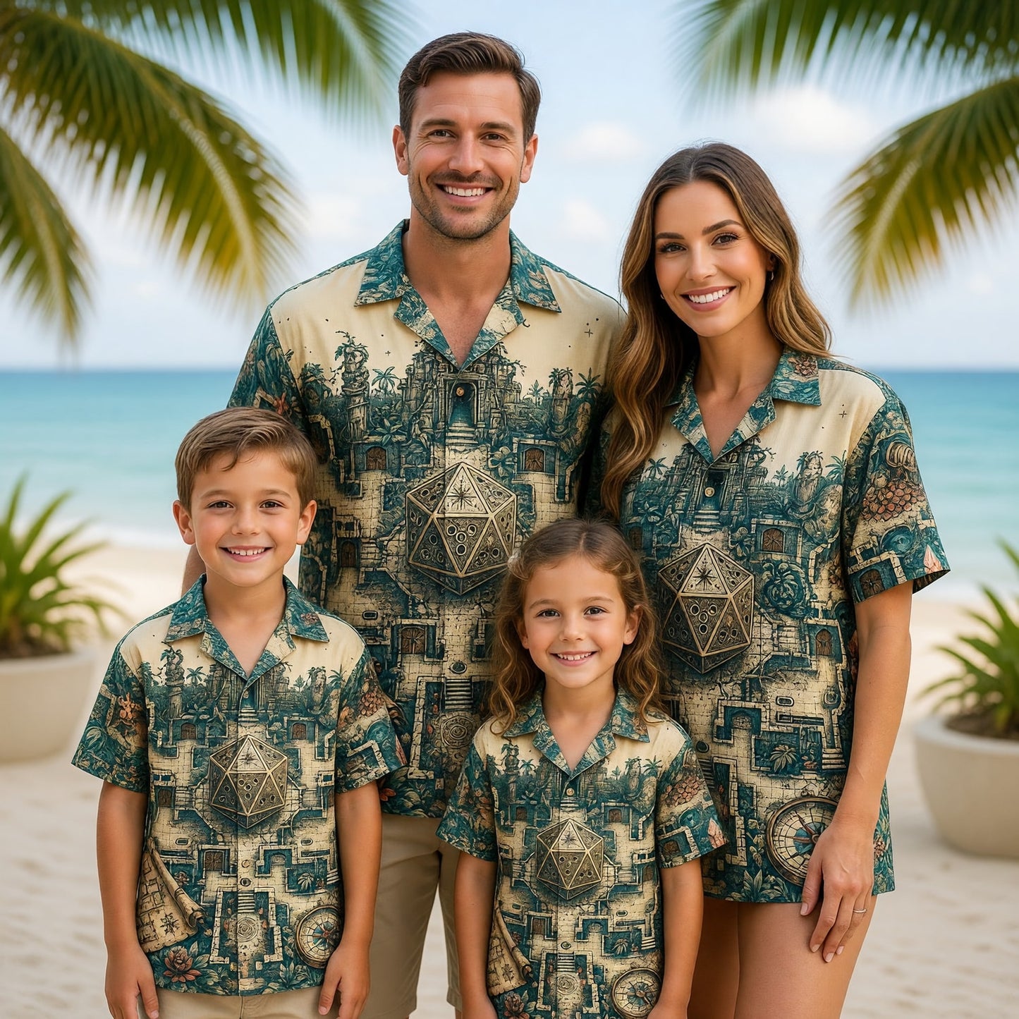 Ancient Temple Dice Hawaiian Shirt - Fantasy RPG Adventure