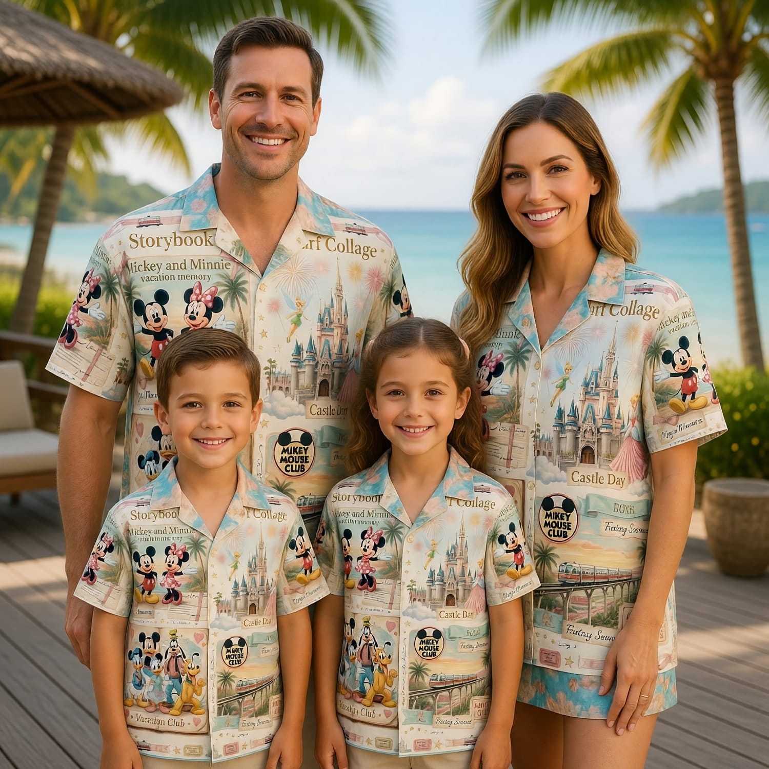 Mouse Hawaiian Shirt - Storybook Resort Vacation Collage