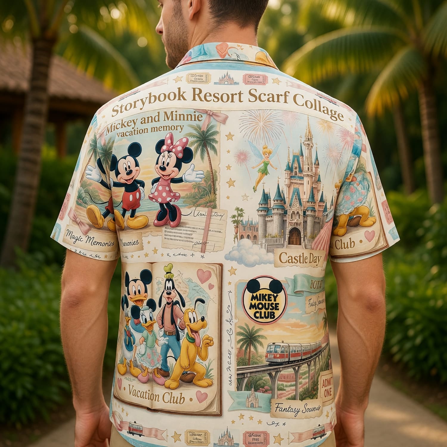 Mouse Hawaiian Shirt - Storybook Resort Vacation Collage
