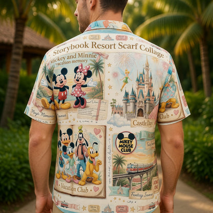 Mouse Hawaiian Shirt - Storybook Resort Vacation Collage