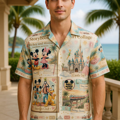 Mouse Hawaiian Shirt - Storybook Resort Vacation Collage