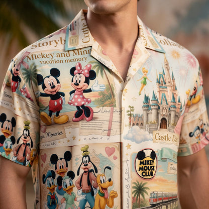 Mouse Hawaiian Shirt - Storybook Resort Vacation Collage