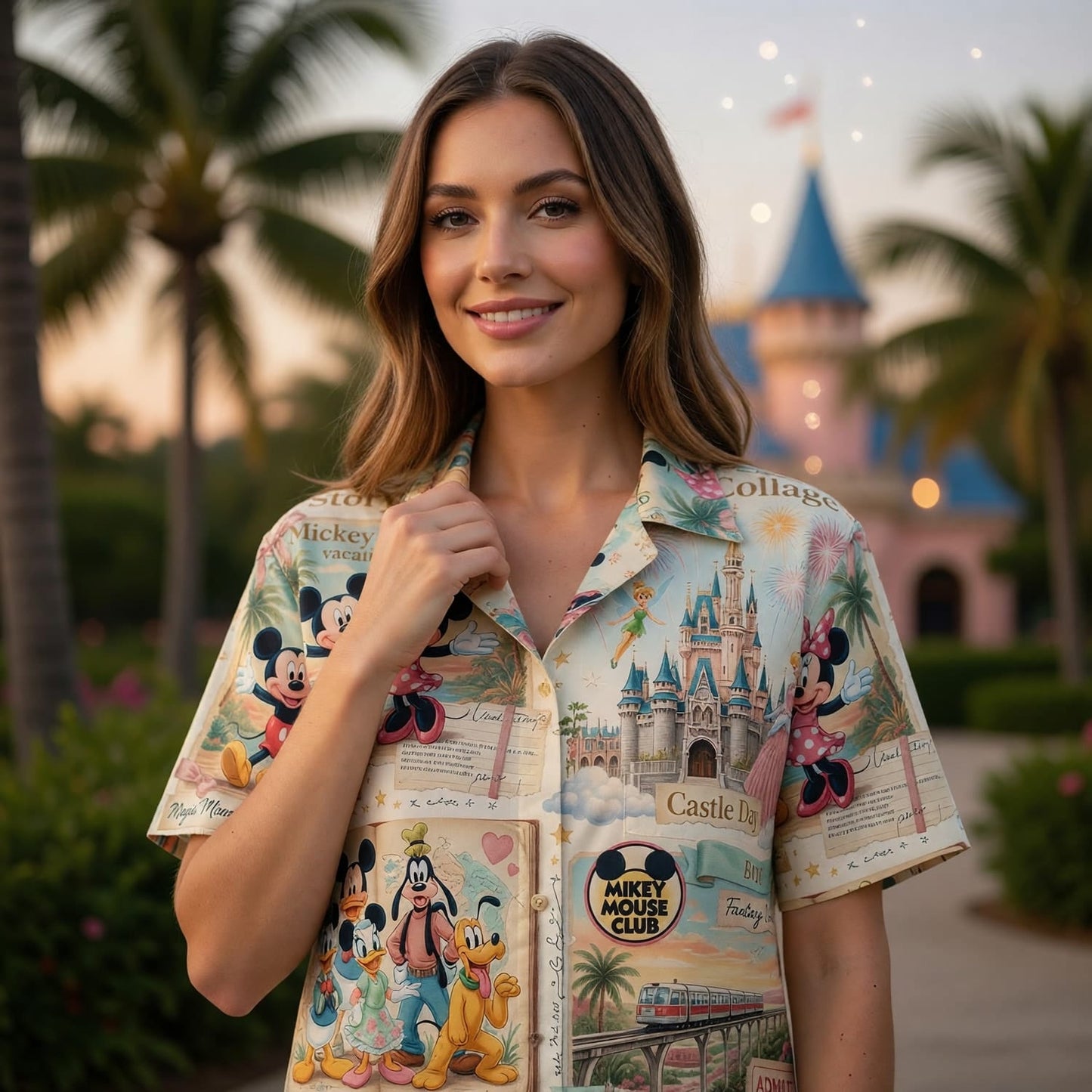 Mouse Hawaiian Shirt - Storybook Resort Vacation Collage