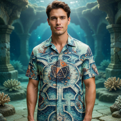 D20 Dice Hawaiian Shirt - Underwater Fantasy RPG Treasure