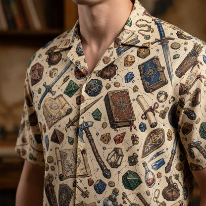 Fantasy Dungeon Hawaiian Shirt - Fantasy Tabletop RPG Dice Pattern
