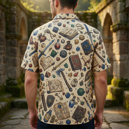 Fantasy Dungeon Hawaiian Shirt - Fantasy Tabletop RPG Dice Pattern