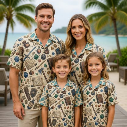 Fantasy Dungeon Hawaiian Shirt - Fantasy Tabletop RPG Dice Pattern