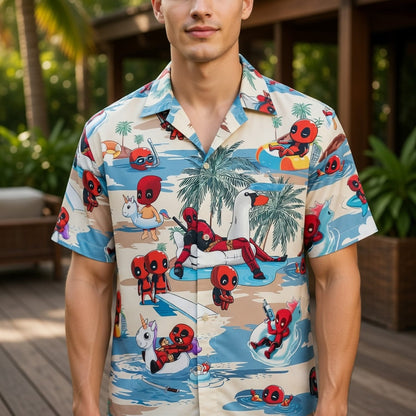 Red Mercenary Beach Party - Chibi Red Mercenary Summer Vacation Unisex Premium Hawaiian Shirt