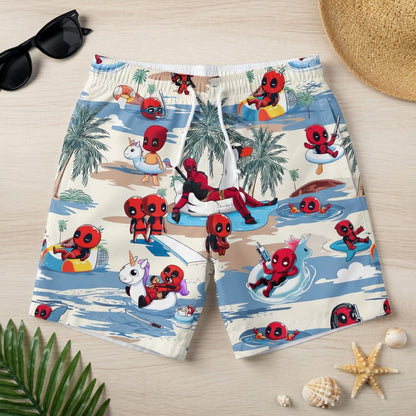 Red Mercenary Beach Party - Chibi Red Mercenary Summer Vacation Unisex Premium Hawaiian Shirt