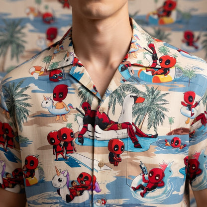 Red Mercenary Beach Party - Chibi Red Mercenary Summer Vacation Unisex Premium Hawaiian Shirt
