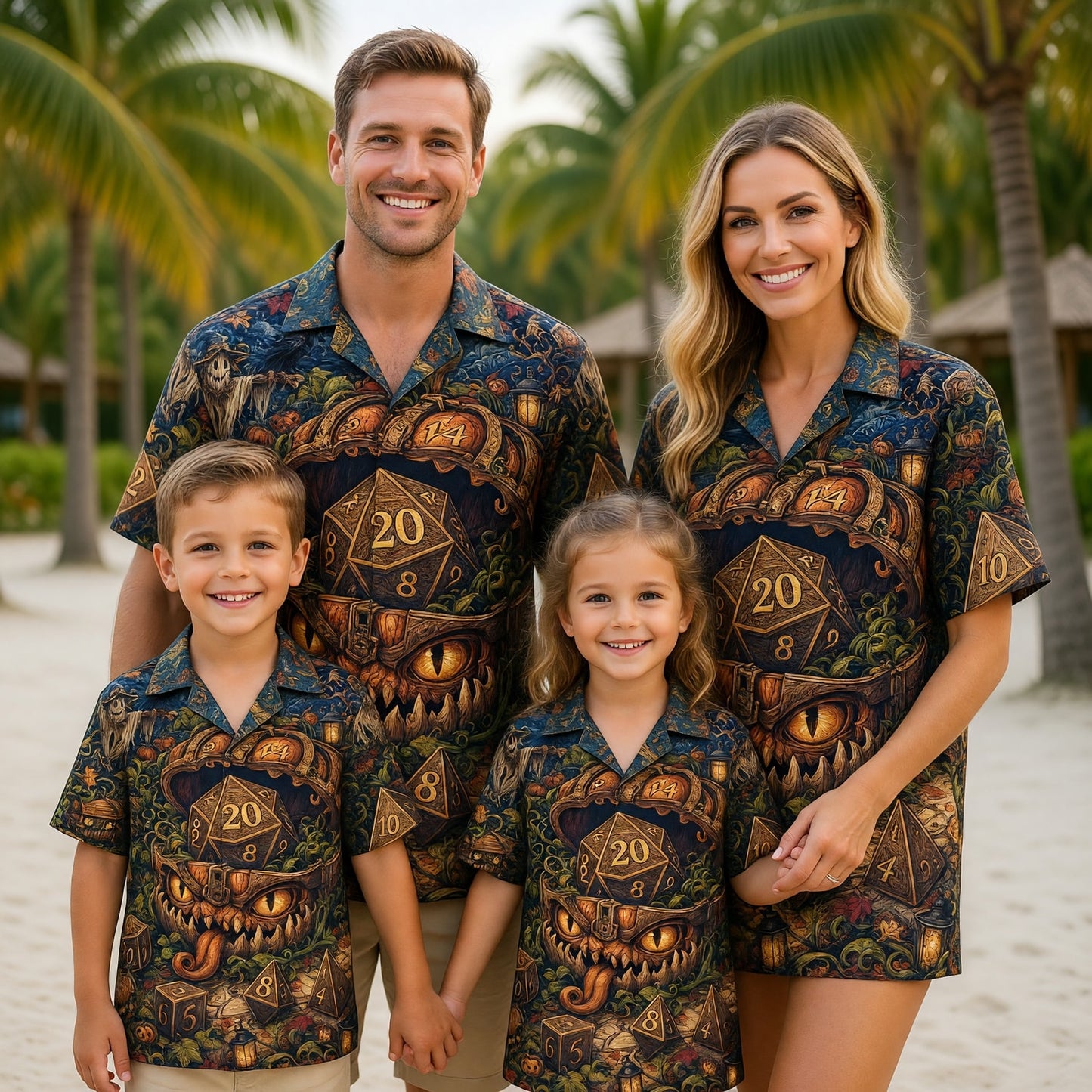 Mimic Dice Halloween Hawaiian Shirt - Fantasy RPG Autumn Pattern
