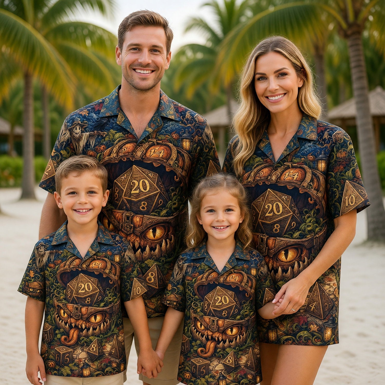 Mimic Dice Halloween Hawaiian Shirt - Fantasy RPG Autumn Pattern
