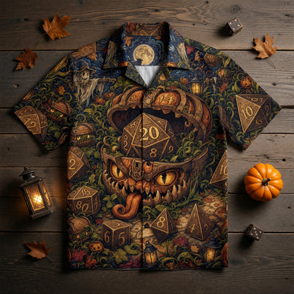 Mimic Dice Halloween Hawaiian Shirt - Fantasy RPG Autumn Pattern