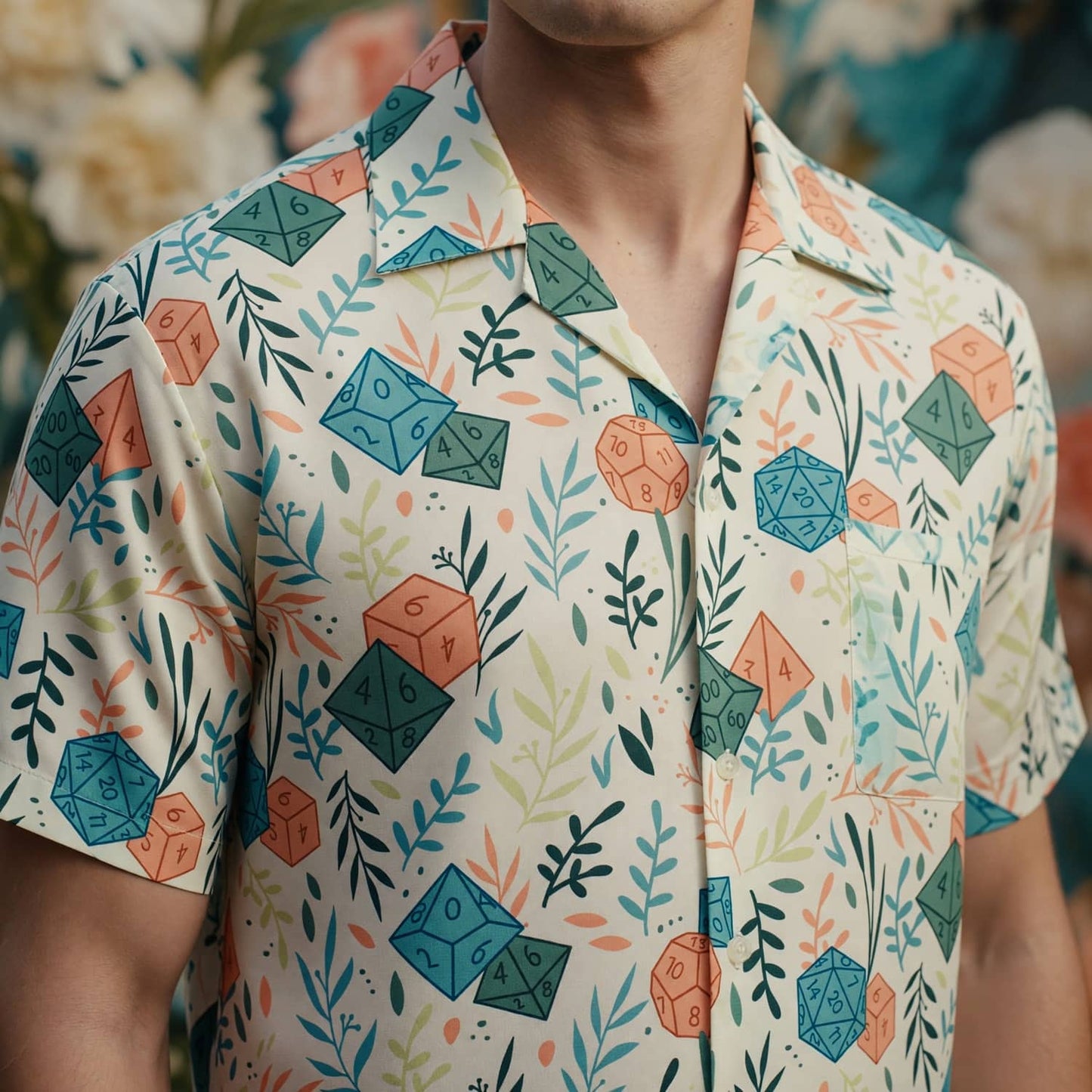 Dice Hawaiian Shirt - Botanical Tabletop RPG Gaming Apparel