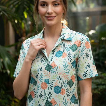 Dice Hawaiian Shirt - Botanical Tabletop RPG Gaming Apparel