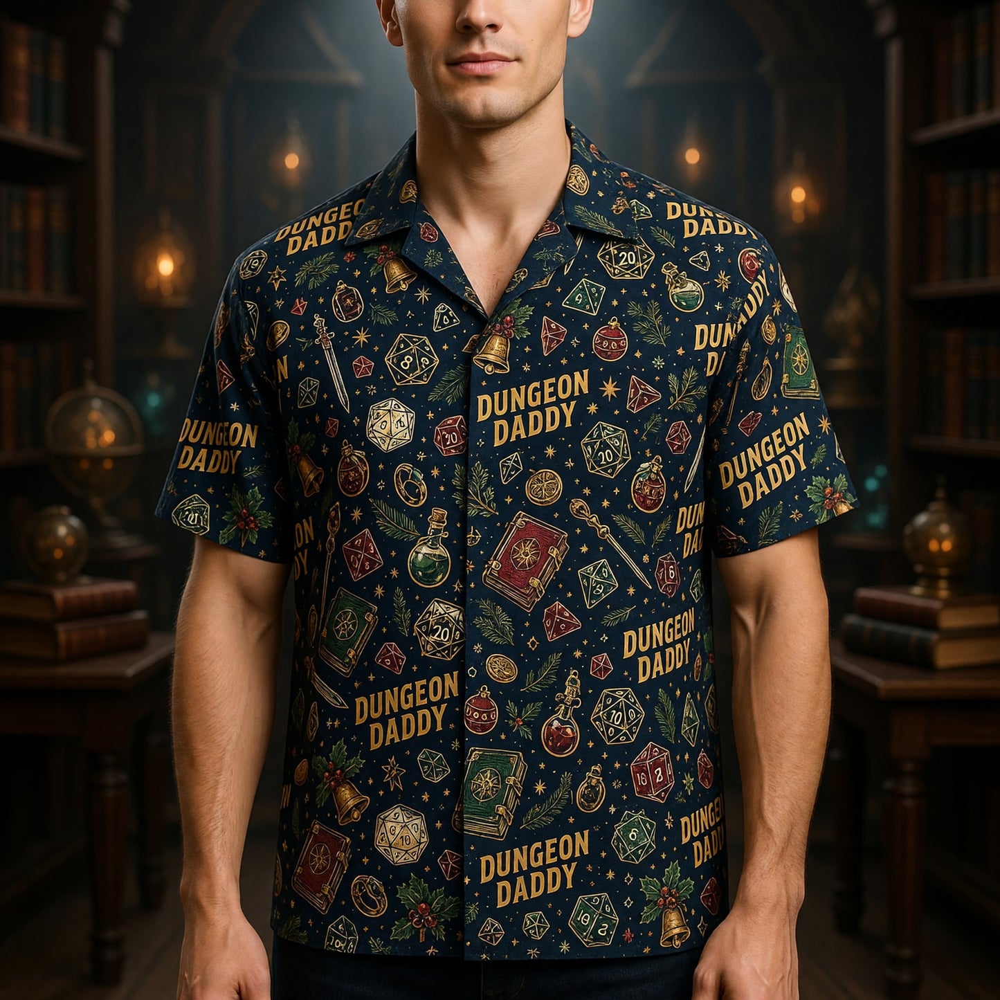 Dungeon Daddy Hawaiian Shirt - Christmas RPG Holiday Apparel