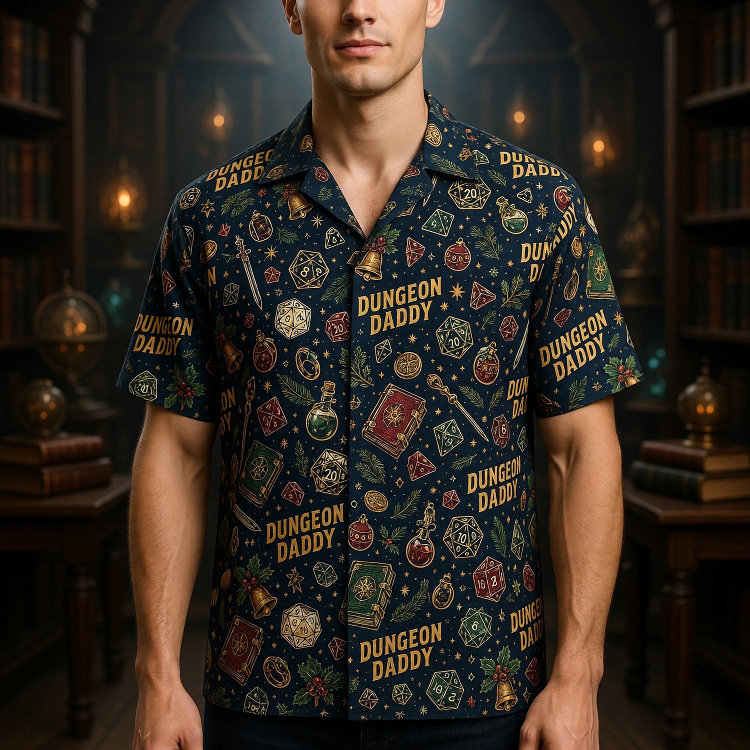 Dungeon Daddy Hawaiian Shirt - Christmas RPG Holiday Apparel